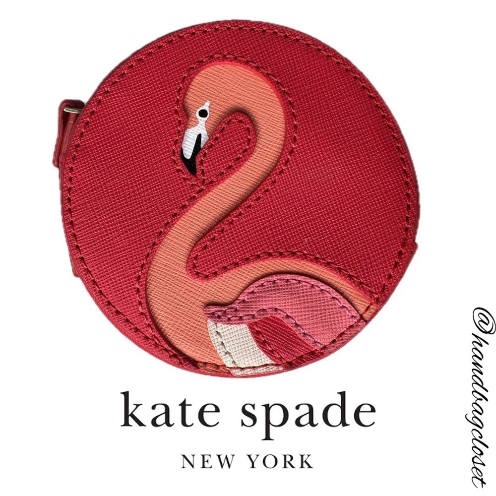 Kate Spade New York Take A Walk On The Wild Side Flamingo Coin Bag Purse Pouch